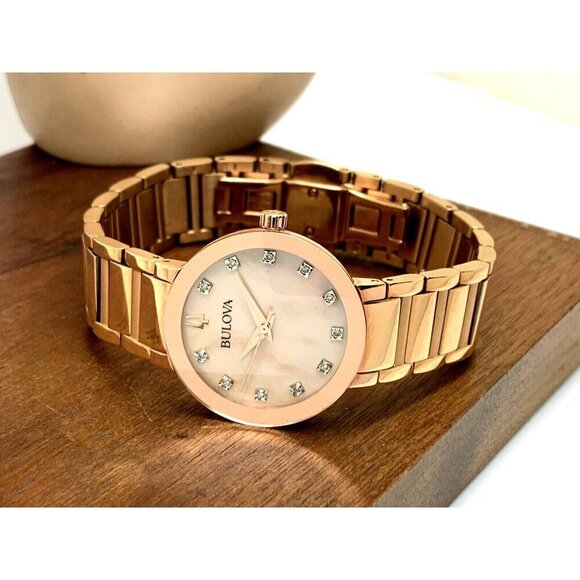 Bulova Women's Watch 97P132 Quartz Diamond Dial Rose Gold Stainless Stee… - Picture 9 of 15